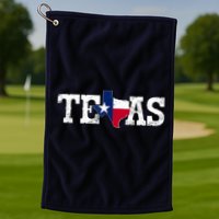 Texas Shaped Flag Grunge Distressed Texas Golf Towel