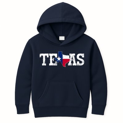 Texas Shaped Flag Grunge Distressed Texas Kids Hoodie