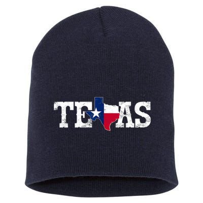 Texas Shaped Flag Grunge Distressed Texas Short Acrylic Beanie