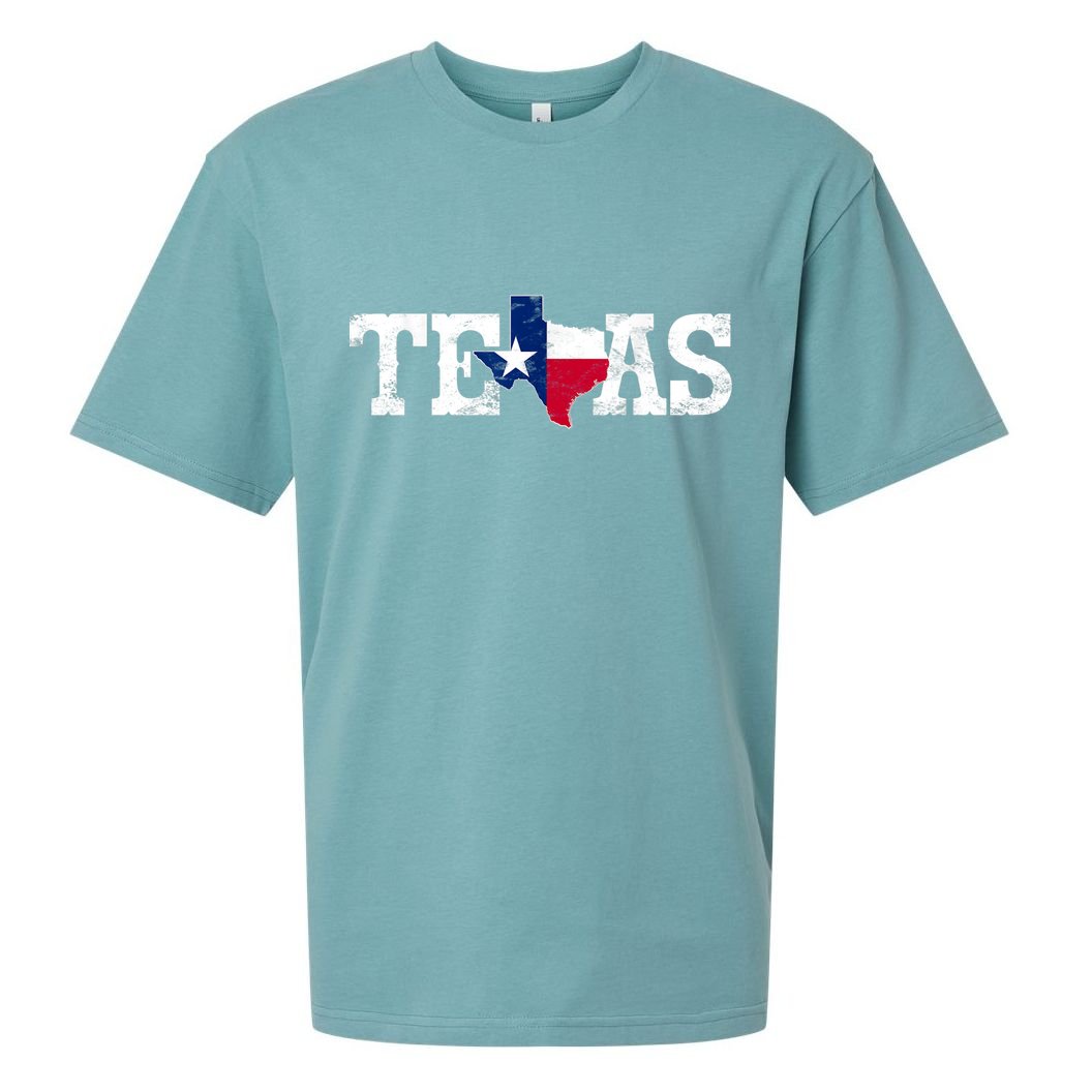 Texas Shaped Flag Grunge Distressed Texas Sueded Cloud Jersey T-Shirt