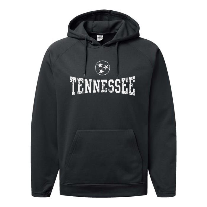 Tennessee State Flag Home Tennessean Distressed Orange Performance Fleece Hoodie