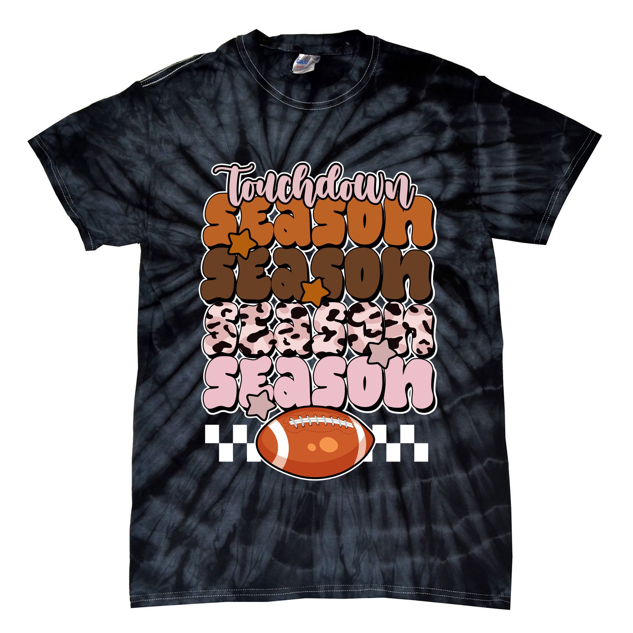 Touch Season Football Lover Cute Retro Tie-Dye T-Shirt