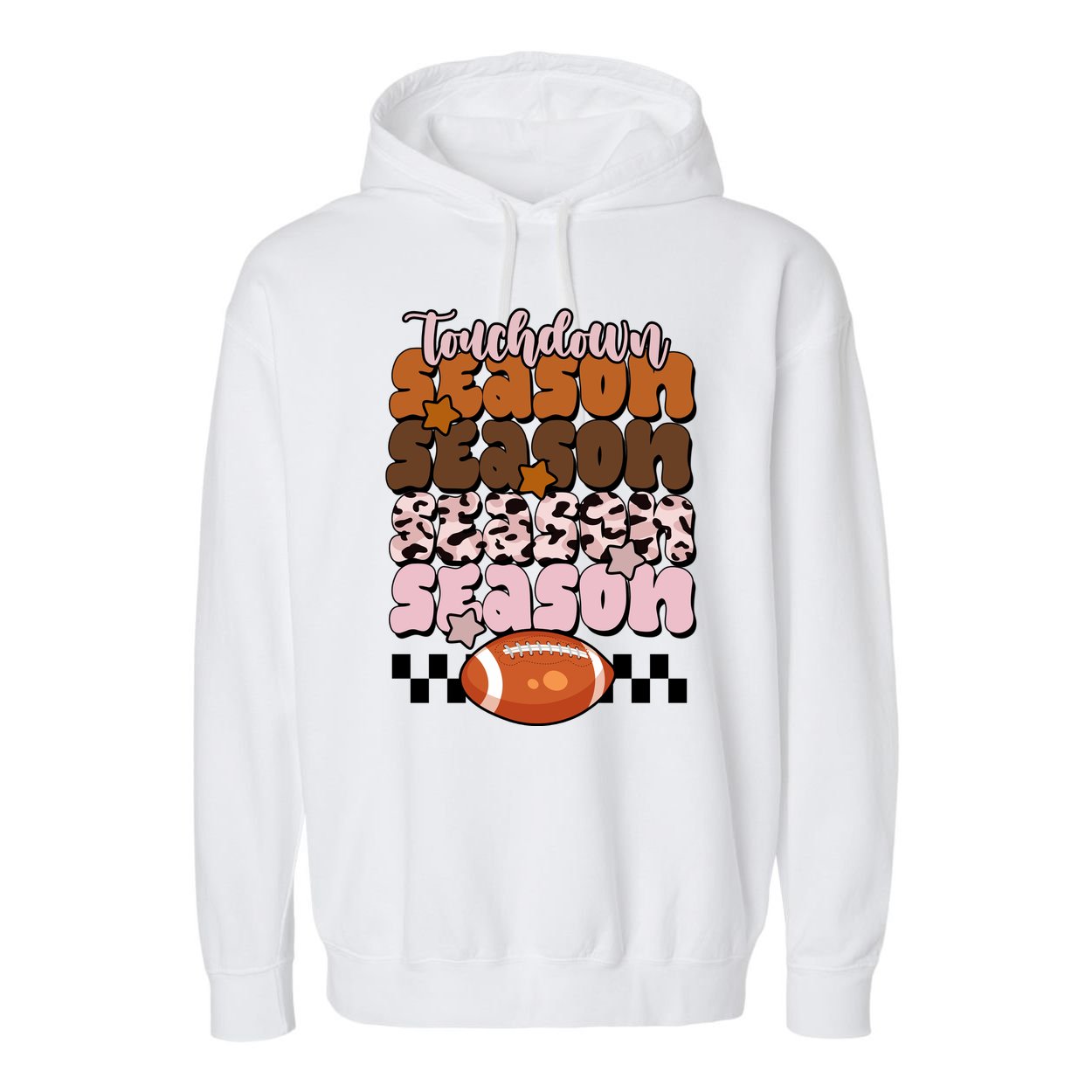 Touch Season Football Lover Cute Retro Garment-Dyed Fleece Hoodie