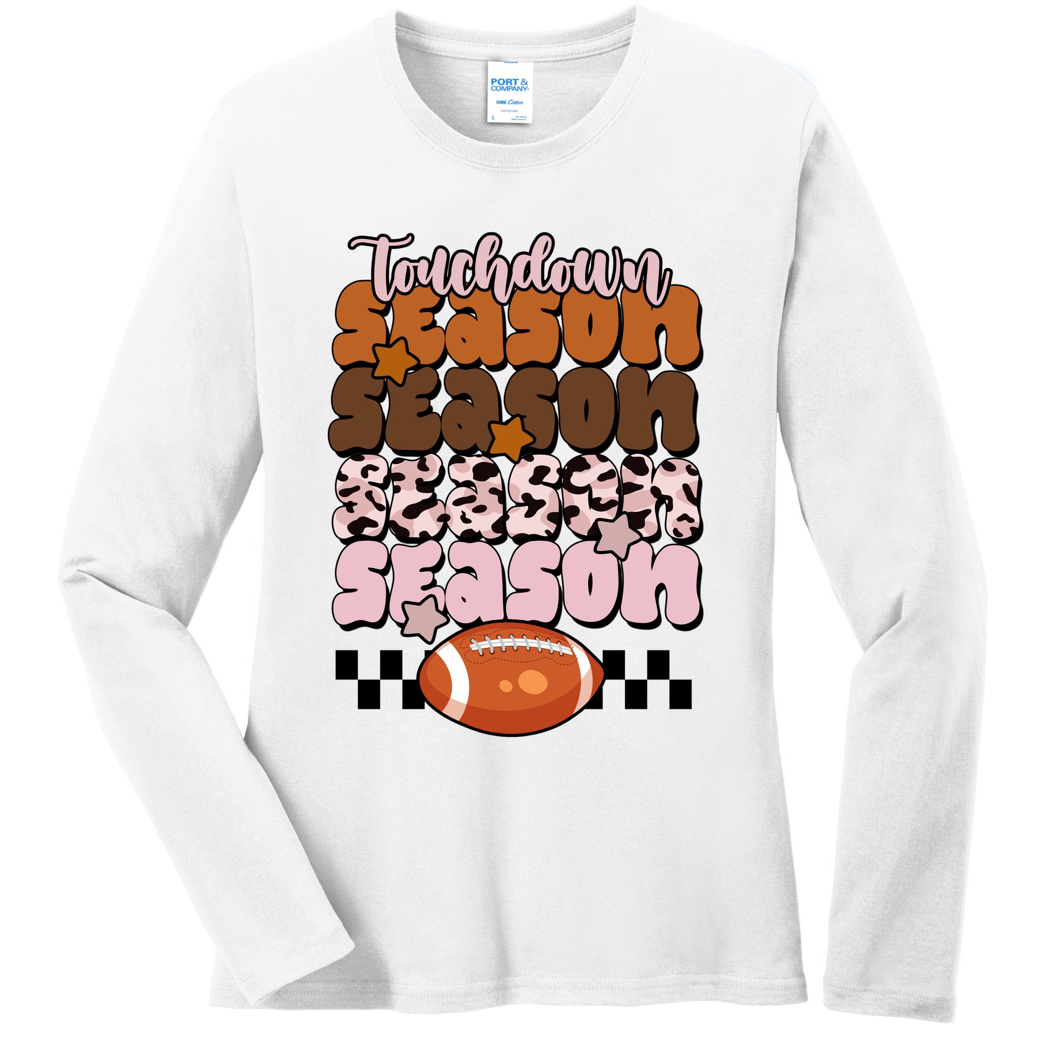 Touch Season Football Lover Cute Retro Ladies Long Sleeve Shirt