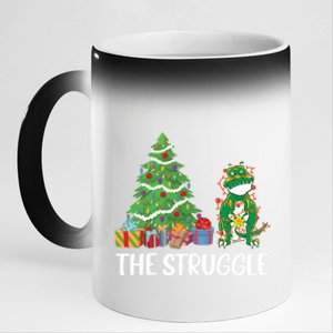 The Struggle Funny Christmas Dinosaur Xmas Tree Dino Lover Meaningful Gift 11oz Black Color Changing Mug