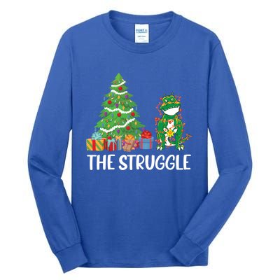 The Struggle Funny Christmas Dinosaur Xmas Tree Dino Lover Meaningful Gift Tall Long Sleeve T-Shirt