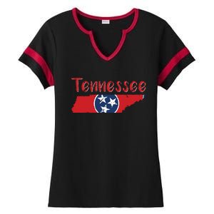 Tennessee State Flag 3 Star Flag Gift Statehood Day Ladies Halftime Notch Neck Tee