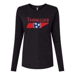 Tennessee State Flag 3 Star Flag Gift Statehood Day Womens Cotton Relaxed Long Sleeve T-Shirt