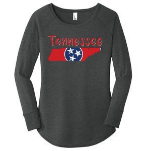 Tennessee State Flag 3 Star Flag Gift Statehood Day Women's Perfect Tri Tunic Long Sleeve Shirt