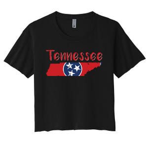 Tennessee State Flag 3 Star Flag Gift Statehood Day Women's Crop Top Tee