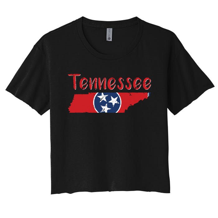 Tennessee State Flag 3 Star Flag Gift Statehood Day Women's Crop Top Tee