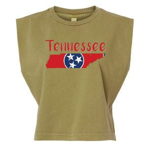 Tennessee State Flag 3 Star Flag Gift Statehood Day Garment-Dyed Women's Muscle Tee