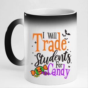 Trade Students For Candy Design Halloween Teacher Meaningful Gift 11oz Black Color Changing Mug