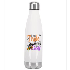 Trade Students For Candy Design Halloween Teacher Meaningful Gift Stainless Steel Insulated Water Bottle