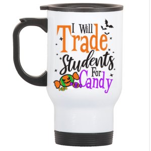 Trade Students For Candy Design Halloween Teacher Meaningful Gift Stainless Steel Travel Mug