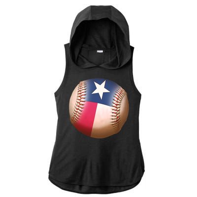 Texas State Flag Baseball Fan Ladies PosiCharge Tri-Blend Wicking Draft Hoodie Tank