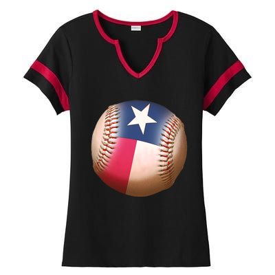 Texas State Flag Baseball Fan Ladies Halftime Notch Neck Tee