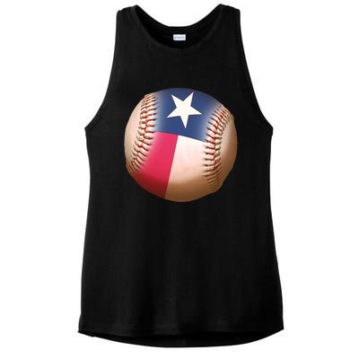 Texas State Flag Baseball Fan Ladies PosiCharge Tri-Blend Wicking Tank