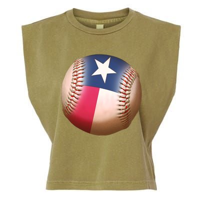 Texas State Flag Baseball Fan Garment-Dyed Women's Muscle Tee