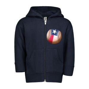 Texas State Flag Baseball Fan Toddler Zip Fleece Hoodie