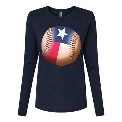 Texas State Flag Baseball Fan Womens Cotton Relaxed Long Sleeve T-Shirt