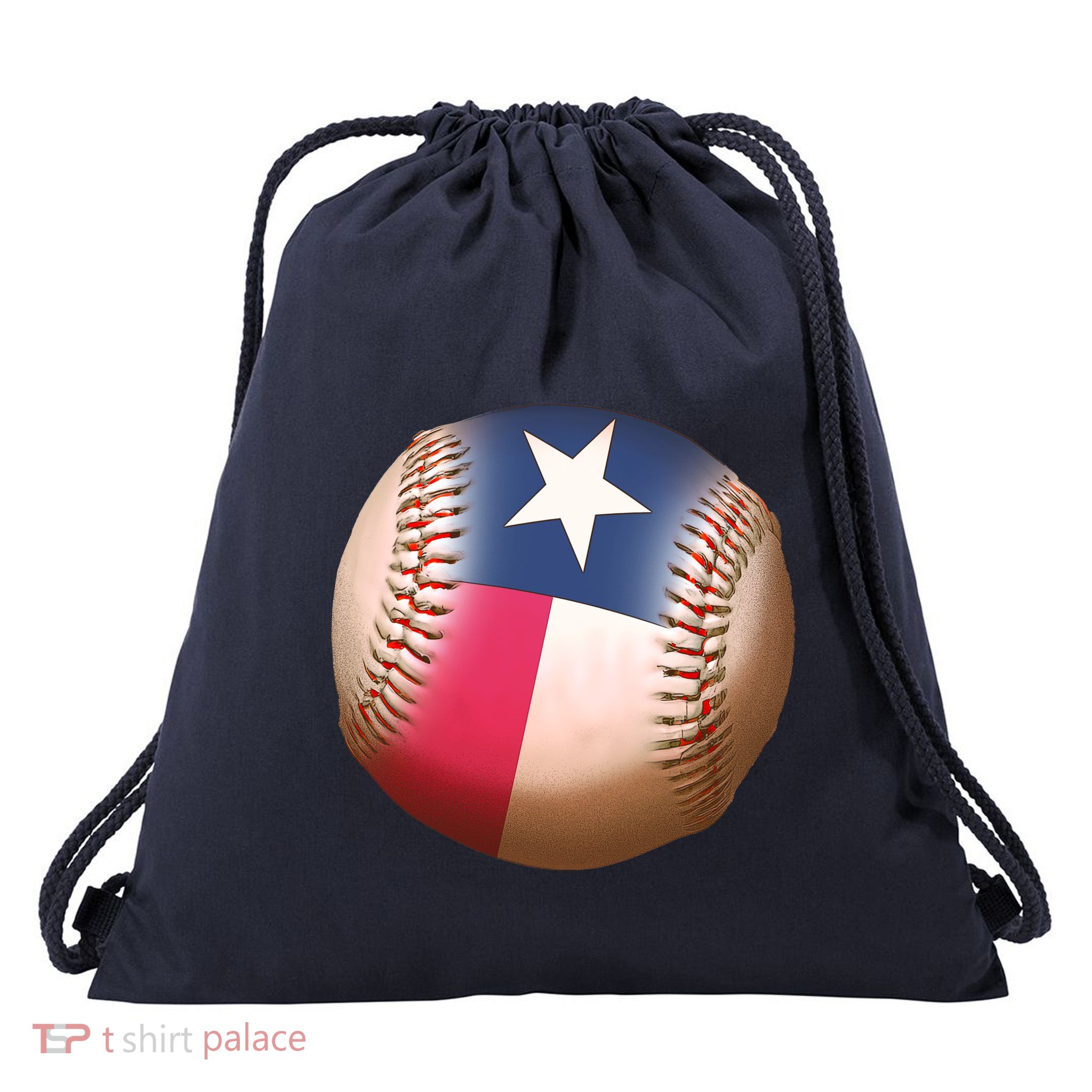 Texas State Flag Baseball Fan Drawstring Bag