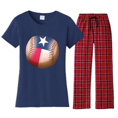 Texas State Flag Baseball Fan Women's Flannel Pajama Set