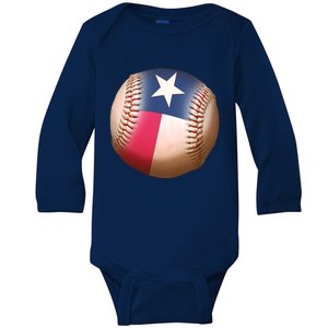 Texas State Flag Baseball Fan Baby Long Sleeve Bodysuit