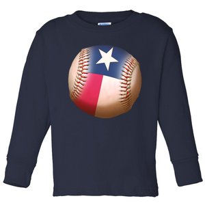 Texas State Flag Baseball Fan Toddler Long Sleeve Shirt