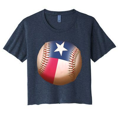 Texas State Flag Baseball Fan Women's Crop Top Tee