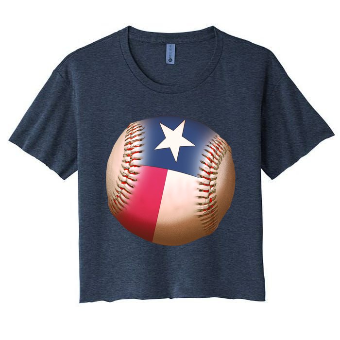 Texas State Flag Baseball Fan Women's Crop Top Tee