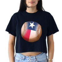 Texas State Flag Baseball Fan Women's Crop Top Tee