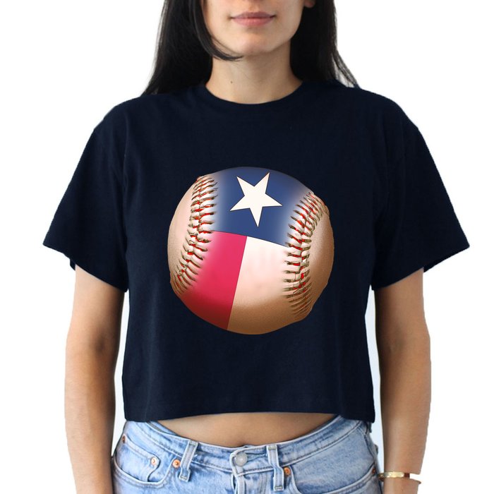 Texas State Flag Baseball Fan Women's Crop Top Tee