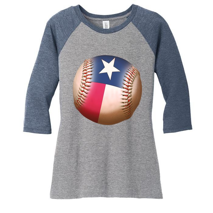 Texas State Flag Baseball Fan Women's Tri-Blend 3/4-Sleeve Raglan Shirt