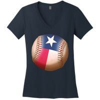 Texas State Flag Baseball Fan Women's V-Neck T-Shirt