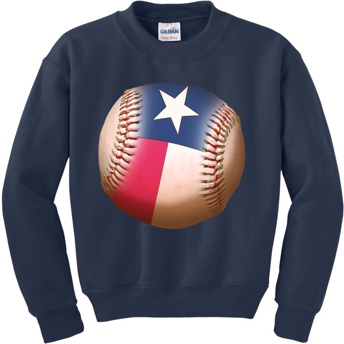 Texas State Flag Baseball Fan Kids Sweatshirt