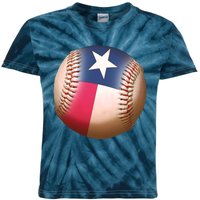 Texas State Flag Baseball Fan Kids Tie-Dye T-Shirt