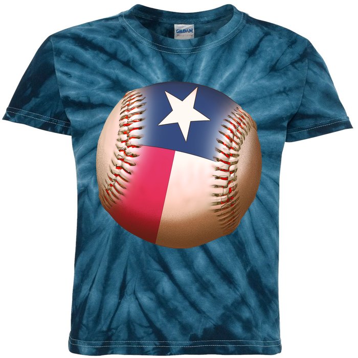 Texas State Flag Baseball Fan Kids Tie-Dye T-Shirt