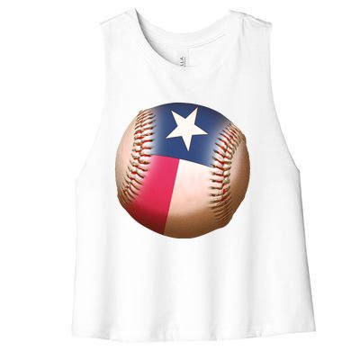 Texas State Flag Baseball Fan Women's Racerback Cropped Tank