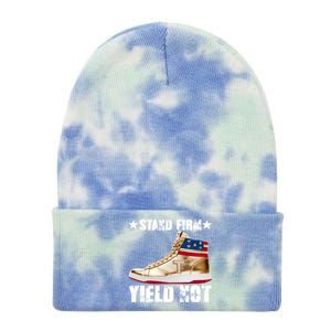 Trump Stand Firm Yield Not Donald Trump Funny Gift Tie Dye 12in Knit Beanie