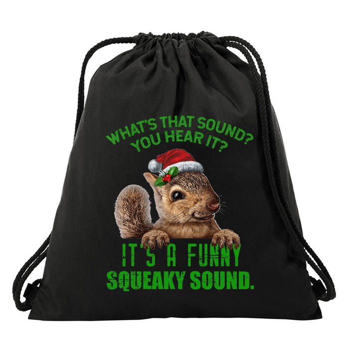 That Sound Funny Squeaky Sound Christmas Squirrel Drawstring Bag