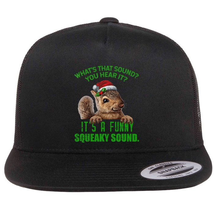 That Sound Funny Squeaky Sound Christmas Squirrel Flat Bill Trucker Hat