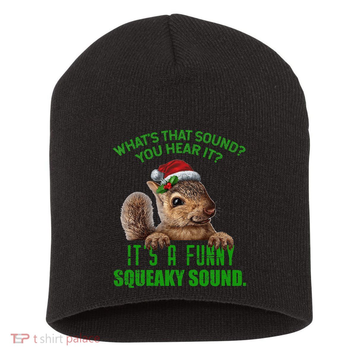 That Sound Funny Squeaky Sound Christmas Squirrel Short Acrylic Beanie