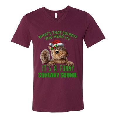 That Sound Funny Squeaky Sound Christmas Squirrel V-Neck T-Shirt