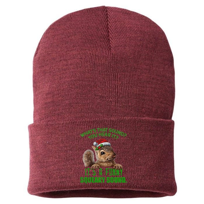 That Sound Funny Squeaky Sound Christmas Squirrel Sustainable Knit Beanie