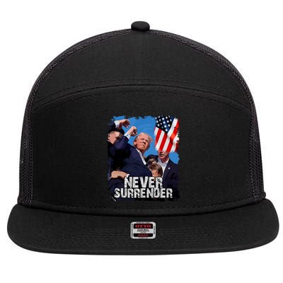 Trump Speech Fist In The Air Pennsylvania Trump 24 Never Surrender Trump Rushed 7 Panel Mesh Trucker Snapback Hat