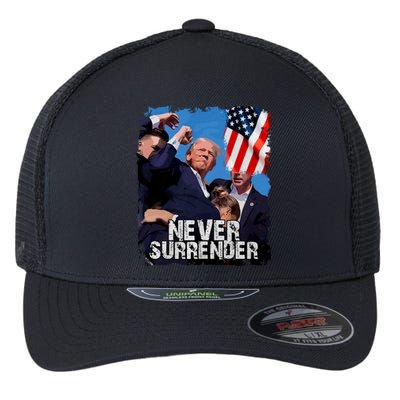 Trump Speech Fist In The Air Pennsylvania Trump 24 Never Surrender Trump Rushed Flexfit Unipanel Trucker Cap