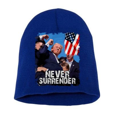 Trump Speech Fist In The Air Pennsylvania Trump 24 Never Surrender Trump Rushed Short Acrylic Beanie