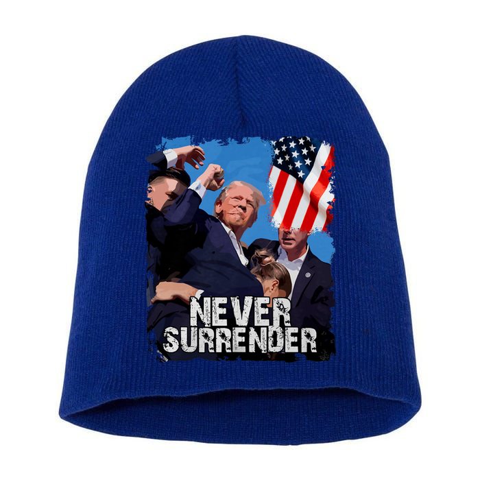 Trump Speech Fist In The Air Pennsylvania Trump 24 Never Surrender Trump Rushed Short Acrylic Beanie