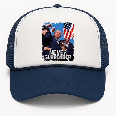 Trump Speech Fist In The Air Pennsylvania Trump 24 Never Surrender Trump Rushed Trucker Hat